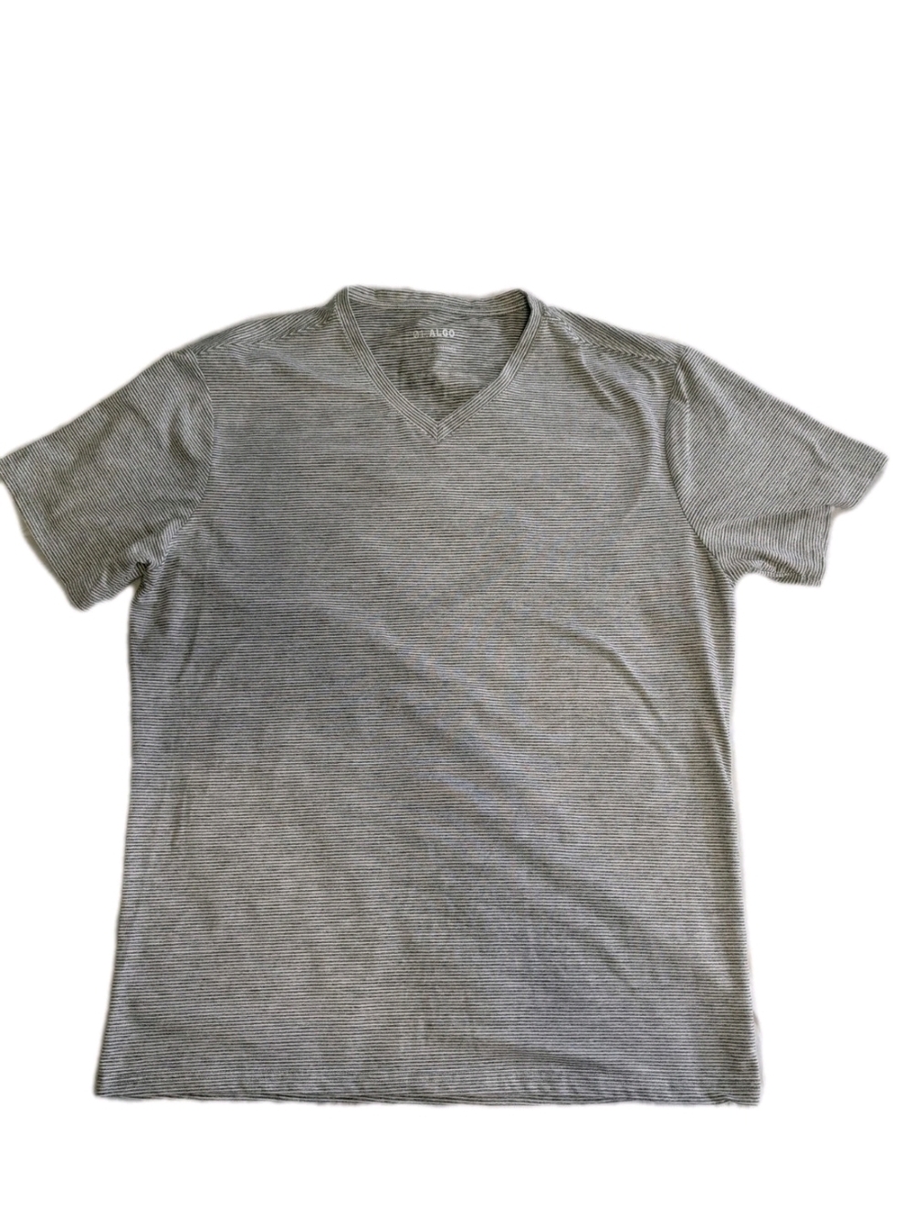 01.ALGO Men's L Premium Vneck Striped Performance T-Shirt Quick Dry Anti Odor
